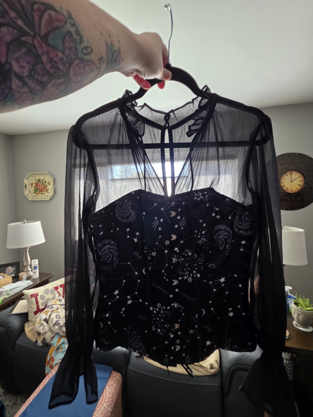 Corset Story Black Constellation Star Print Corset